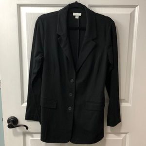 J. Jill black long three button pointe blazer M